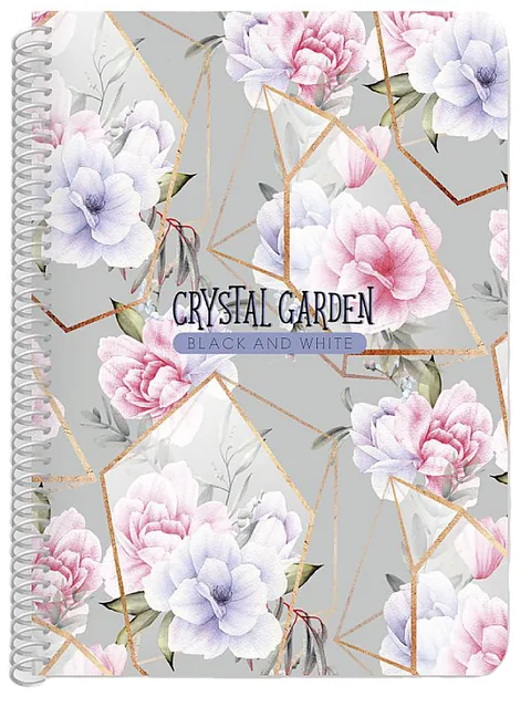 Caiet Black&White Crystal Garden B5 105 Foi Linii Largi cu Spira Sortiment