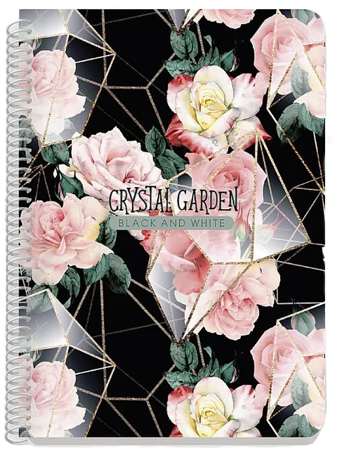 Caiet Black&White Crystal Garden B5 80 Foi cu Spira Linii Largi Sortiment