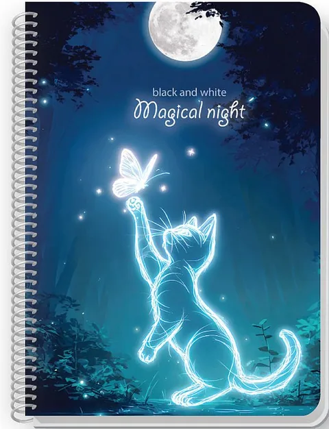 Caiet Black&White Magical Night A4 80 Foi Linii Largi Spiralat Sortiment