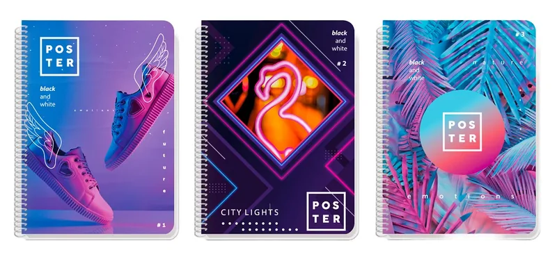 Caiet Black&White Neon Poster A5 105 Foi Sortiment