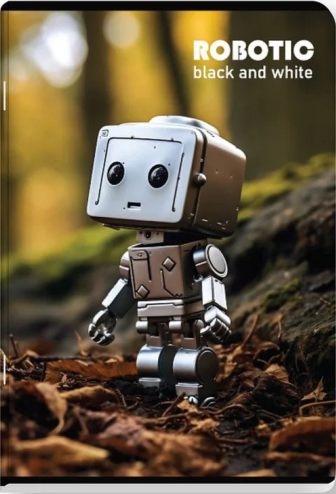 Caiet Black&White Robotic A5 24 Foi Rânduri Largi cu Sârmulițe Sortiment