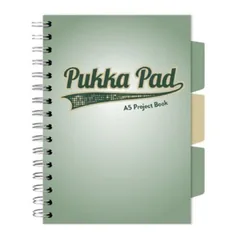 Caiet cu Spira Pukka Pad Project Book A5 200 File Separatoare Matematica Verde