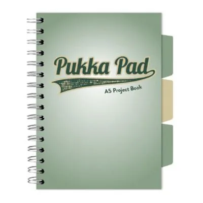 Caiet cu Spira Pukka Pad Project Book A5 200 File Separatoare Matematica Verde
