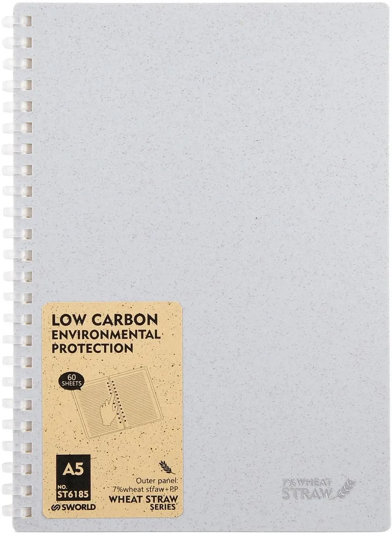 Caiet cu Spirala Sworld Wheat Straw A5 60 File Gri
