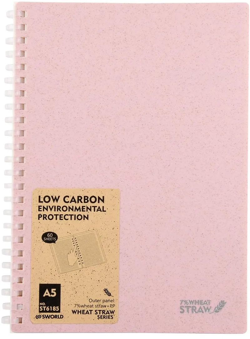 Caiet cu Spirala Sworld Wheat Straw A5 60 File Roz