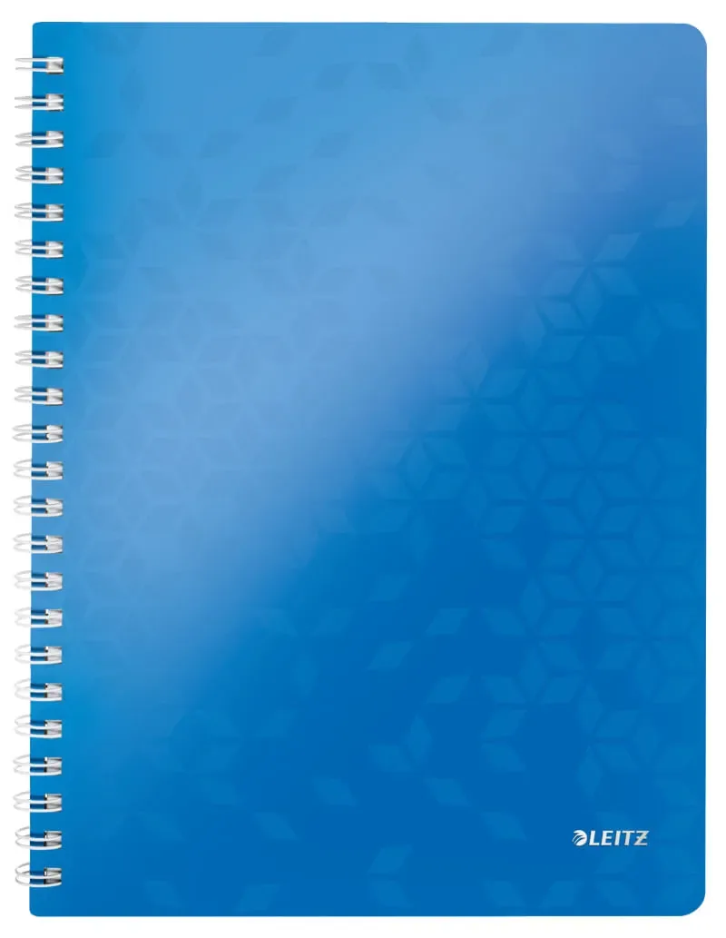 Caiet de Birou Leitz WOW A4 80 Coli cu Spira Dictando Albastru Metalizat