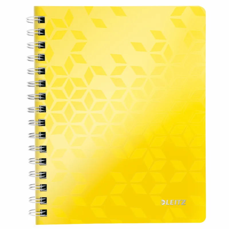 Caiet de Birou Leitz WOW A4 80 Coli cu Spira Matematica Galben Metalizat