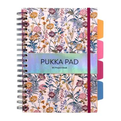 Caiet Pukka Pad Bloom 200 File B5 Dictando cu Spira si Separatoare Multicolor