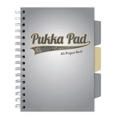 Caiet Pukka Pad Project Book A5 200 File Matematica cu Spira si Separatoare Gri