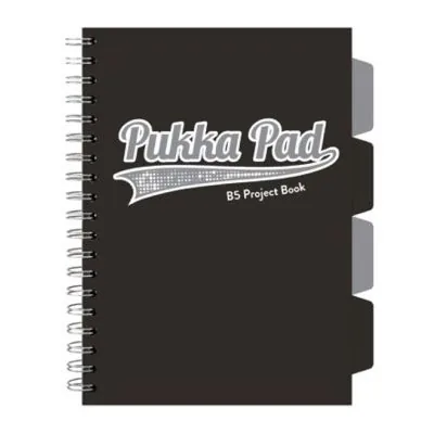 Caiet Pukka Pad Project Book B5 200 File Matematica cu Separatoare Negru