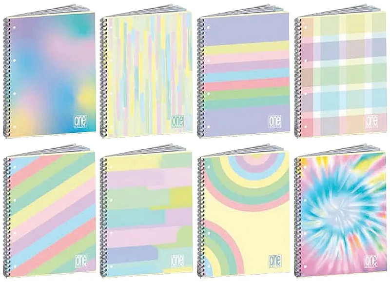 Caiet Spirala Blasetti One Color Pastel Plus A4 60 Coli Rânduri Late Sortiment
