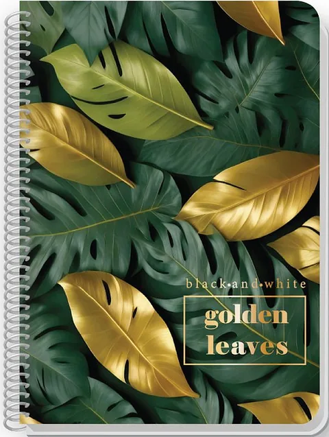 Caiet Spiralat Black&White Golden Leaves A4 80 Foi Sortiment