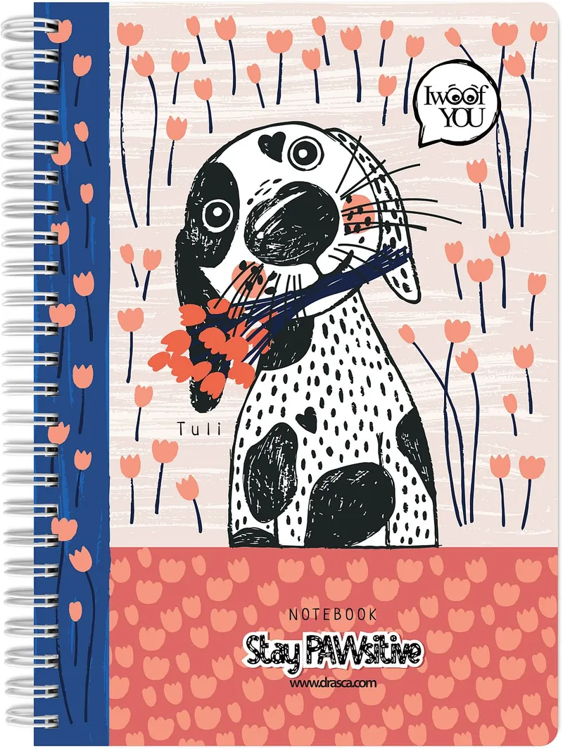 Caiet Spiralat Drasca Stay PAWsitive Tuli A5 80 Coli
