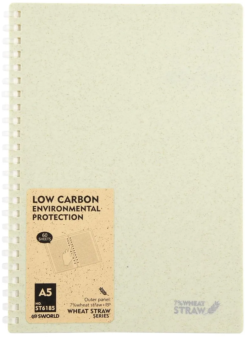 Caiet Sworld Wheat Straw A5 60 File cu Spirala Verde