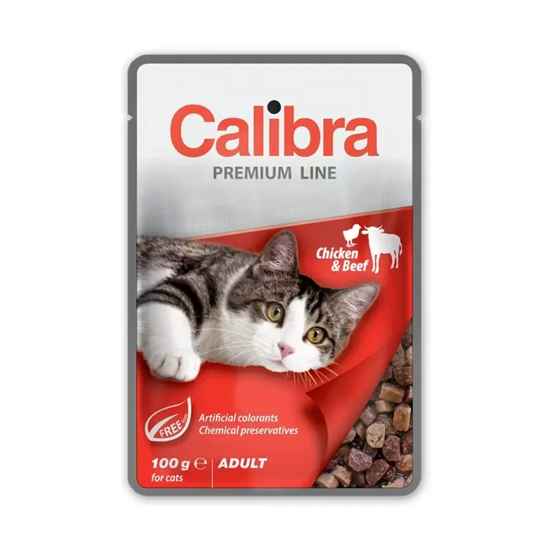 Hrana Umeda Pentru Pisici Calibra Cat Pouch Premium Adult Vita Si Pui 100g