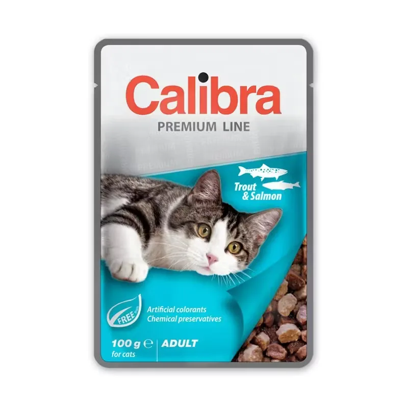Hrana Umeda pentru Pisici Calibra Cat Pouch Premium Adult Pastrav si Somon 100g