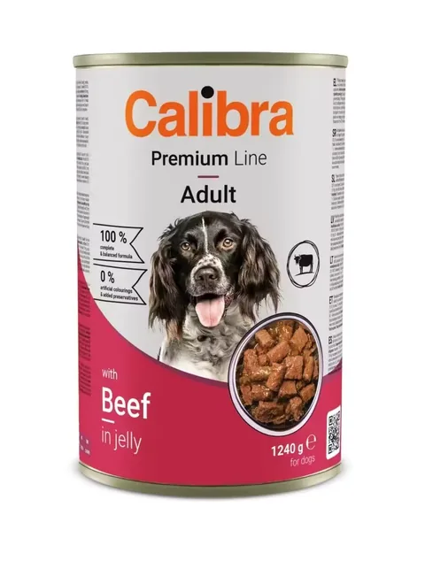 Hrana umeda pentru caini Calibra Dog Premium Can with Beef 1240g