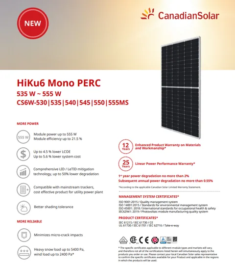 Canadian Solar HiKu6 Mono PERC CS6W-550MS 550W Cadru Argintiu