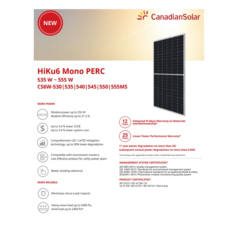 Canadian Solar HiKu6 Mono PERC CS6W-550MS 550W Silver Frame