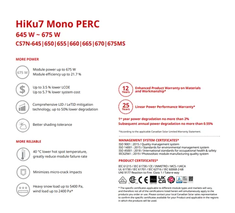 Canadian Solar HiKu7 Mono PERC CS6N-665MS Argintiu - imagine 2