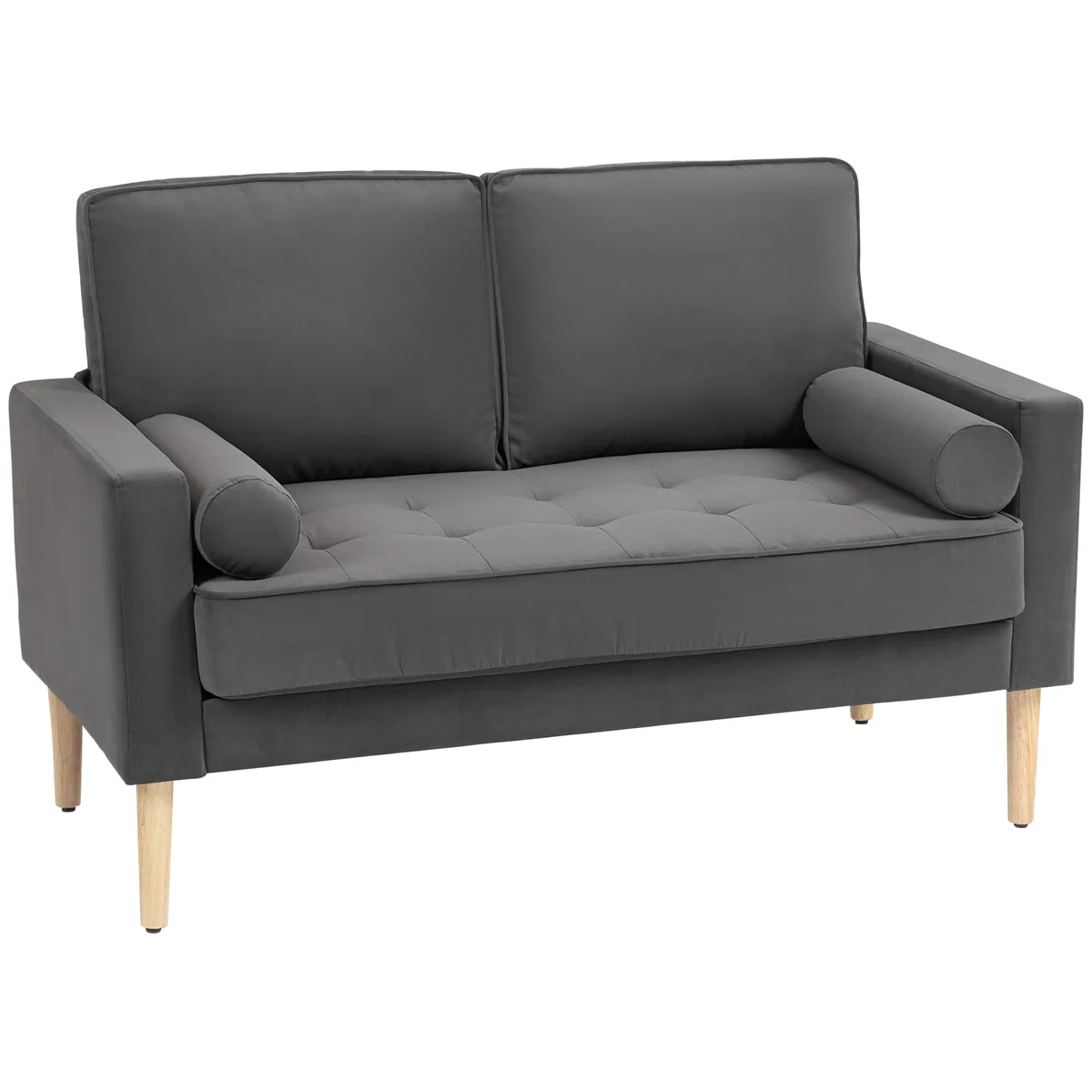 Canapea 2 Locuri Homcom Catifea Gri 127cm