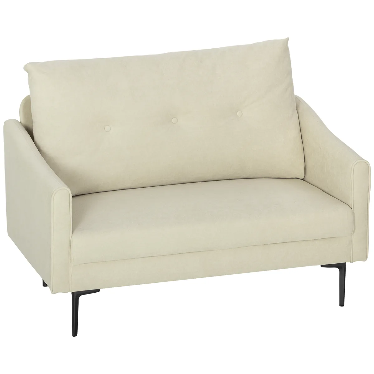 Canapea 2 Locuri Homcom Catifea Spatar Matlasat Perna Detasabila 124x73x92cm Crem