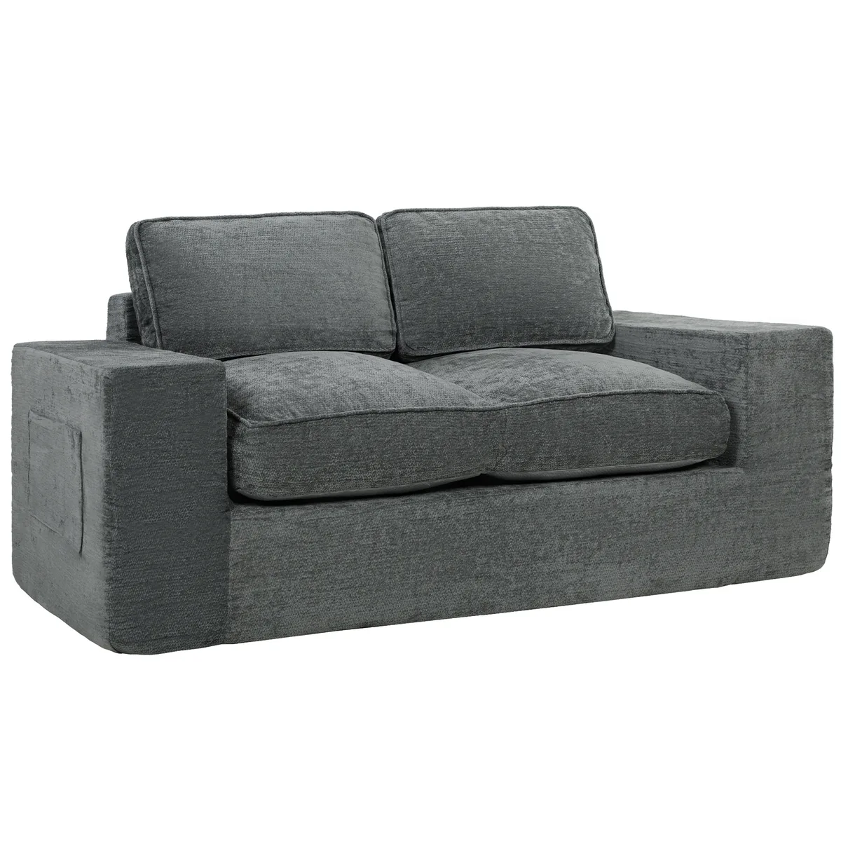 Canapea 2 Locuri Homcom Chenille 156cm cu 2 Perne Gri