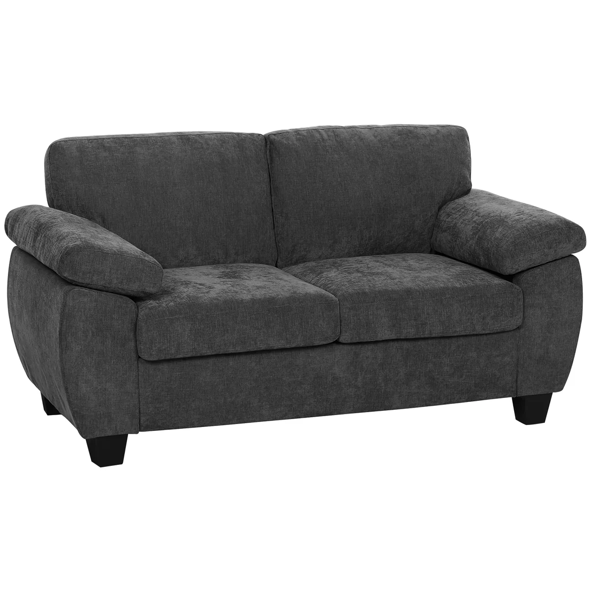 Canapea 2 Locuri Homcom Chenille cu Arcuri 156cm Gri Inchis