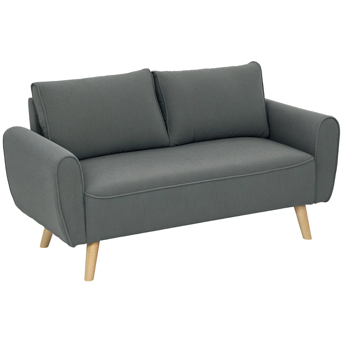 Canapea 2 Locuri Homcom Cord Antracit 145x75x78cm