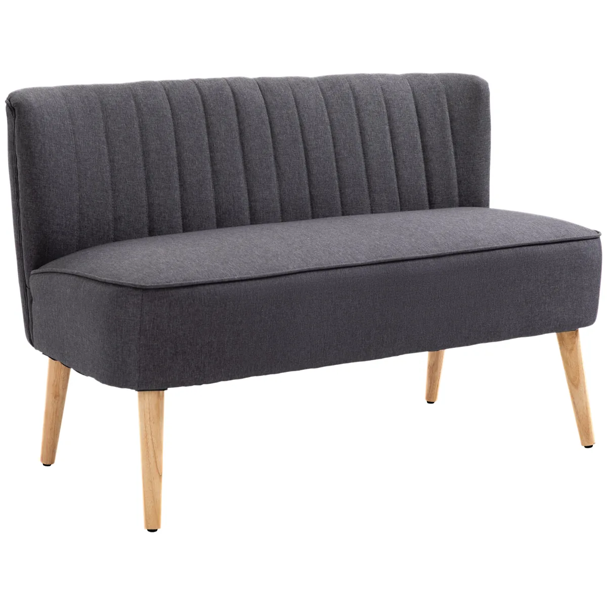 Canapea 2 Locuri Homcom Farabrate Textil Gri Inchis 117x56.5x77cm