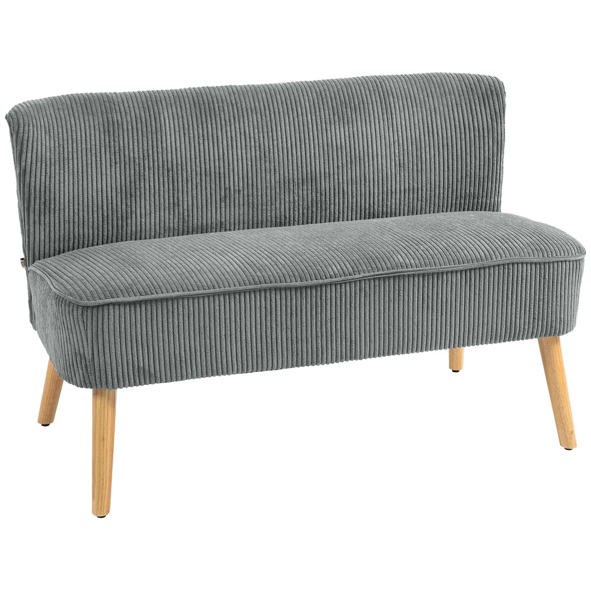 Canapea 2 Locuri Homcom Lemn Poliester Catifelat Spuma 117x56.5x77cm Gri