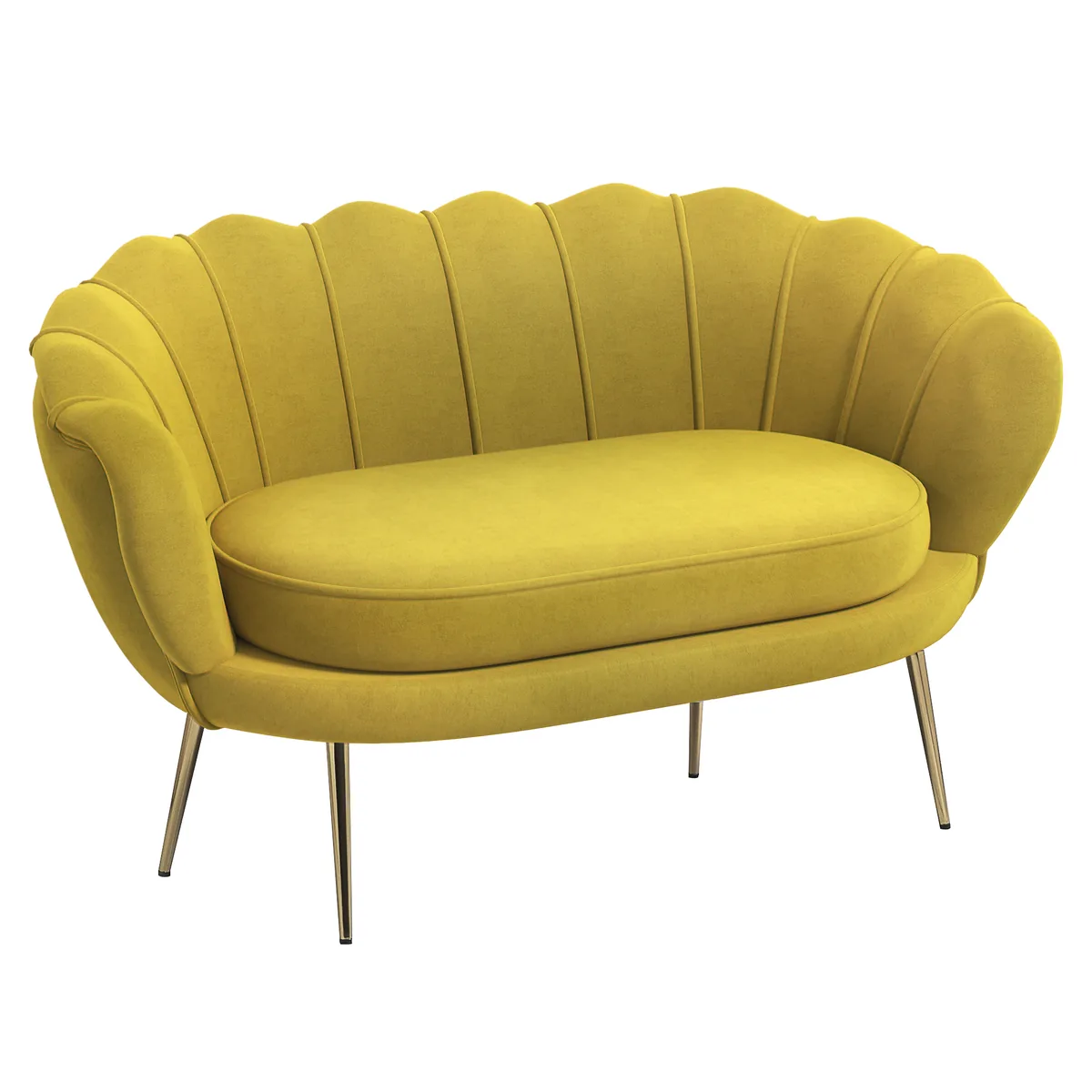 Canapea 2 Locuri HOMCOM Moderna 130x77x77cm Galben