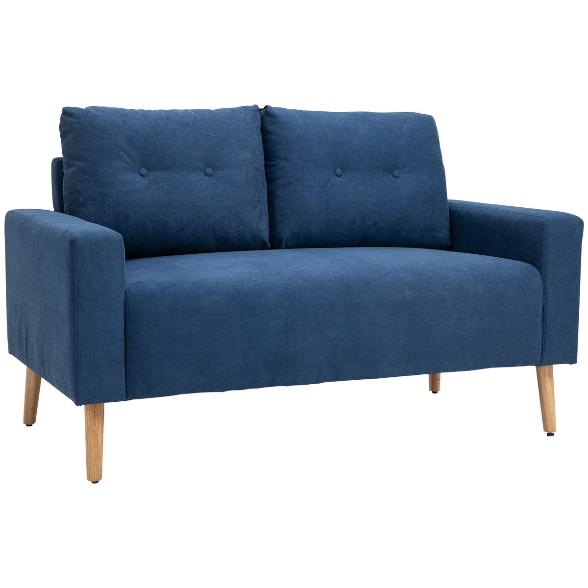 Canapea 2 Locuri Homcom Moderna Stil Nordic Spatar Matlasat Poliester Lemn 145x76x88cm Albastru