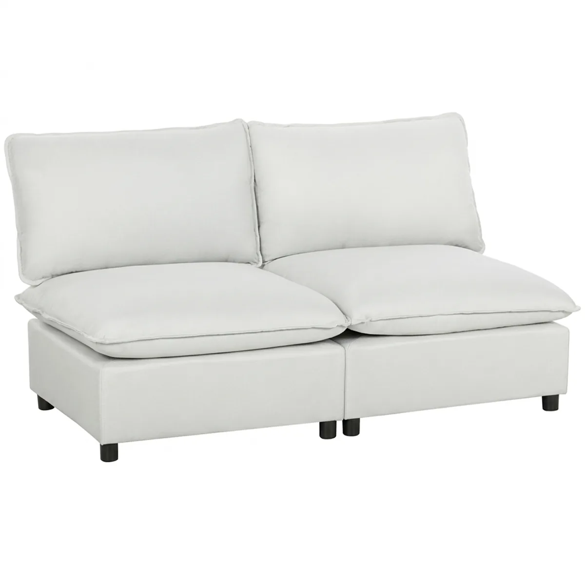 Canapea 2 Locuri Homcom Modulara 146cm Piele Ecologica Gri