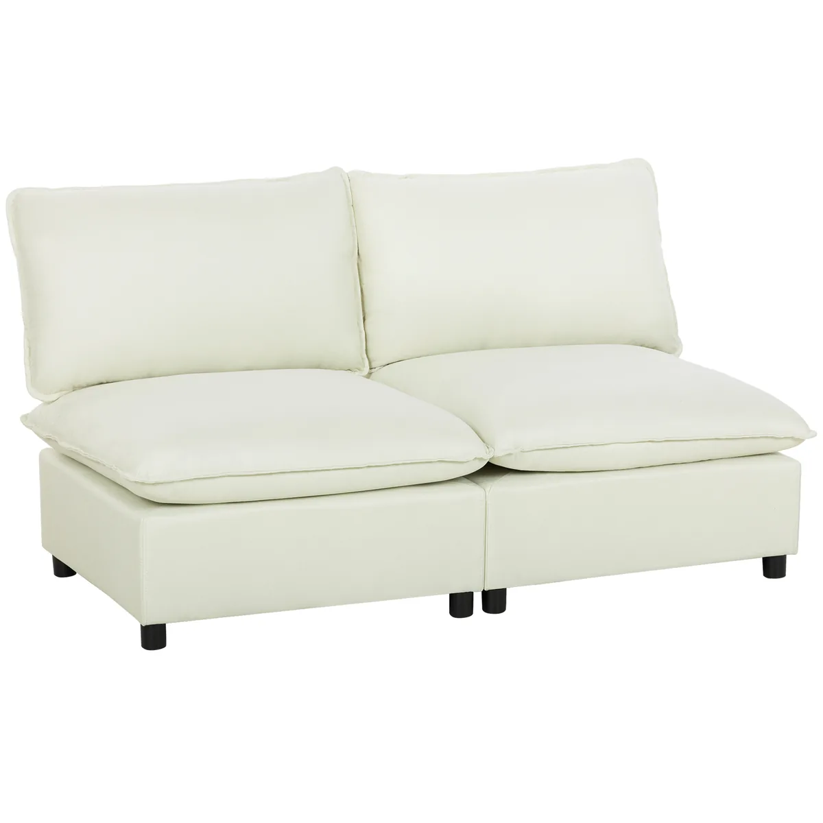 Canapea 2 Locuri HOMCOM Modulara Crem 146cm