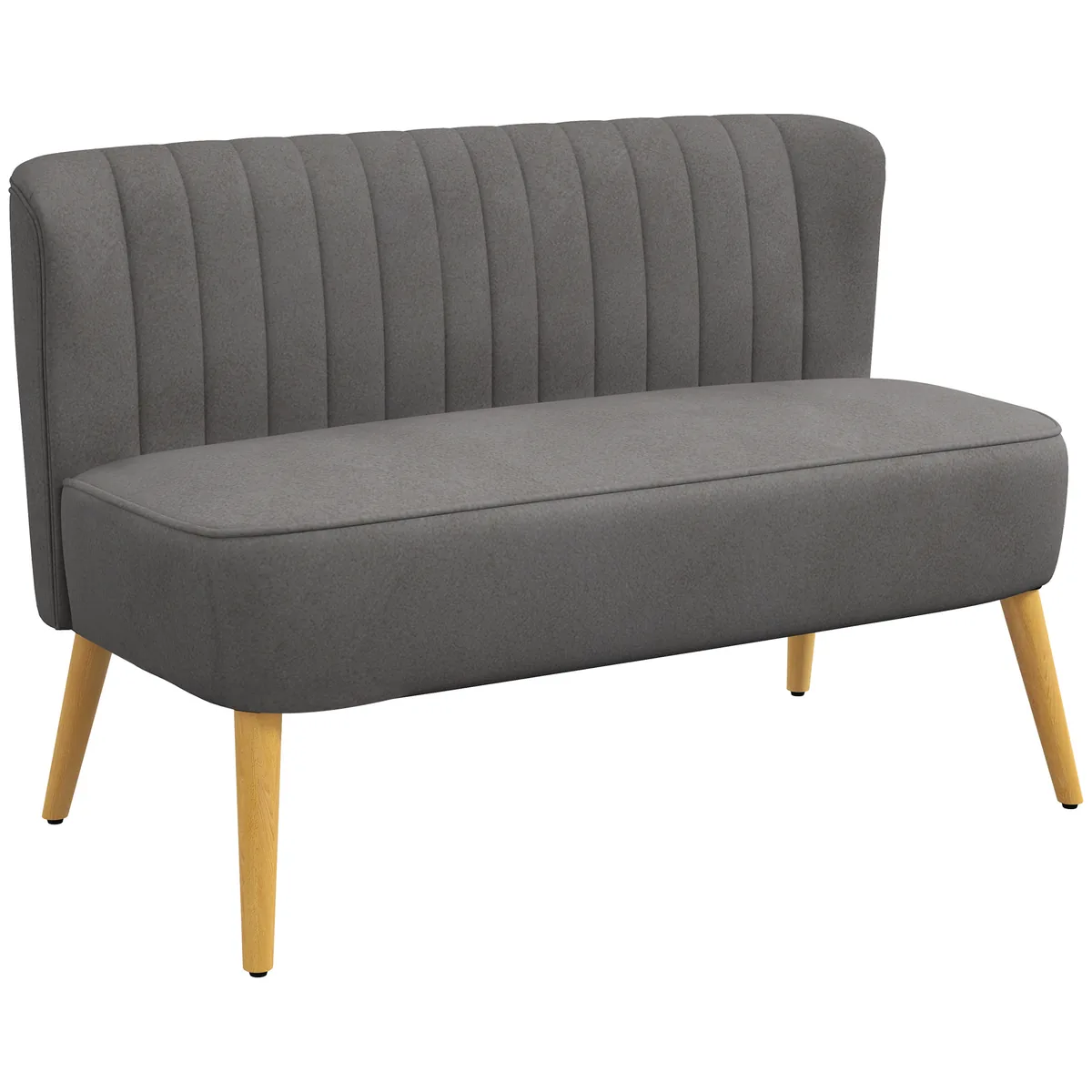 Canapea 2 Locuri Homcom Retro Picioare Lemn Gri Inchis 117cm