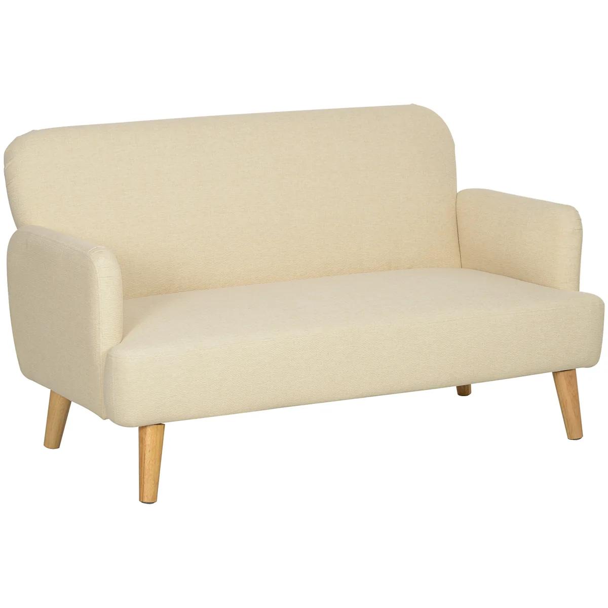 Canapea 2 Locuri Homcom Scandinav 140x74x79cm Alb Crem