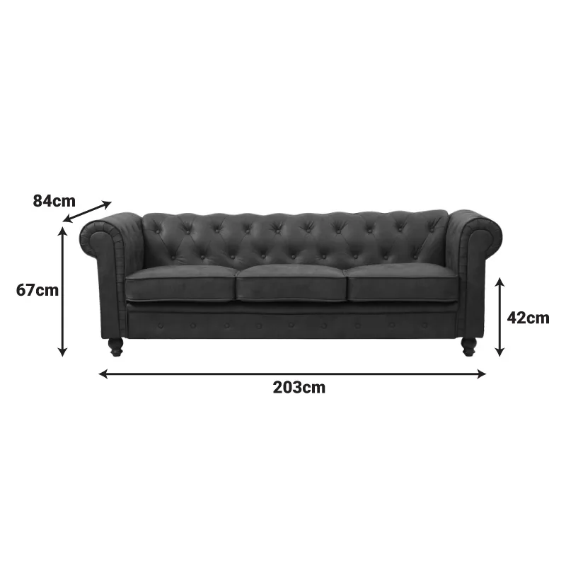 Canapea 2 Locuri Pako World Chesterfield Maro 203x84x67cm - imagine 5