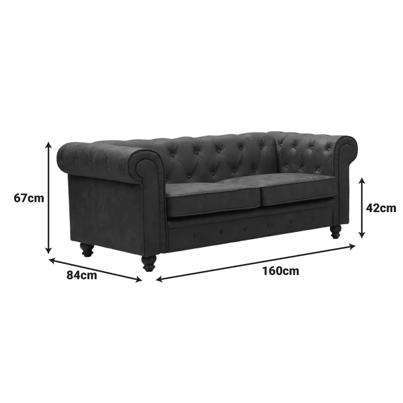 Canapea 2 Locuri Pako World Chesterfield Maro Antichizat 160x67x84cm - imagine 5