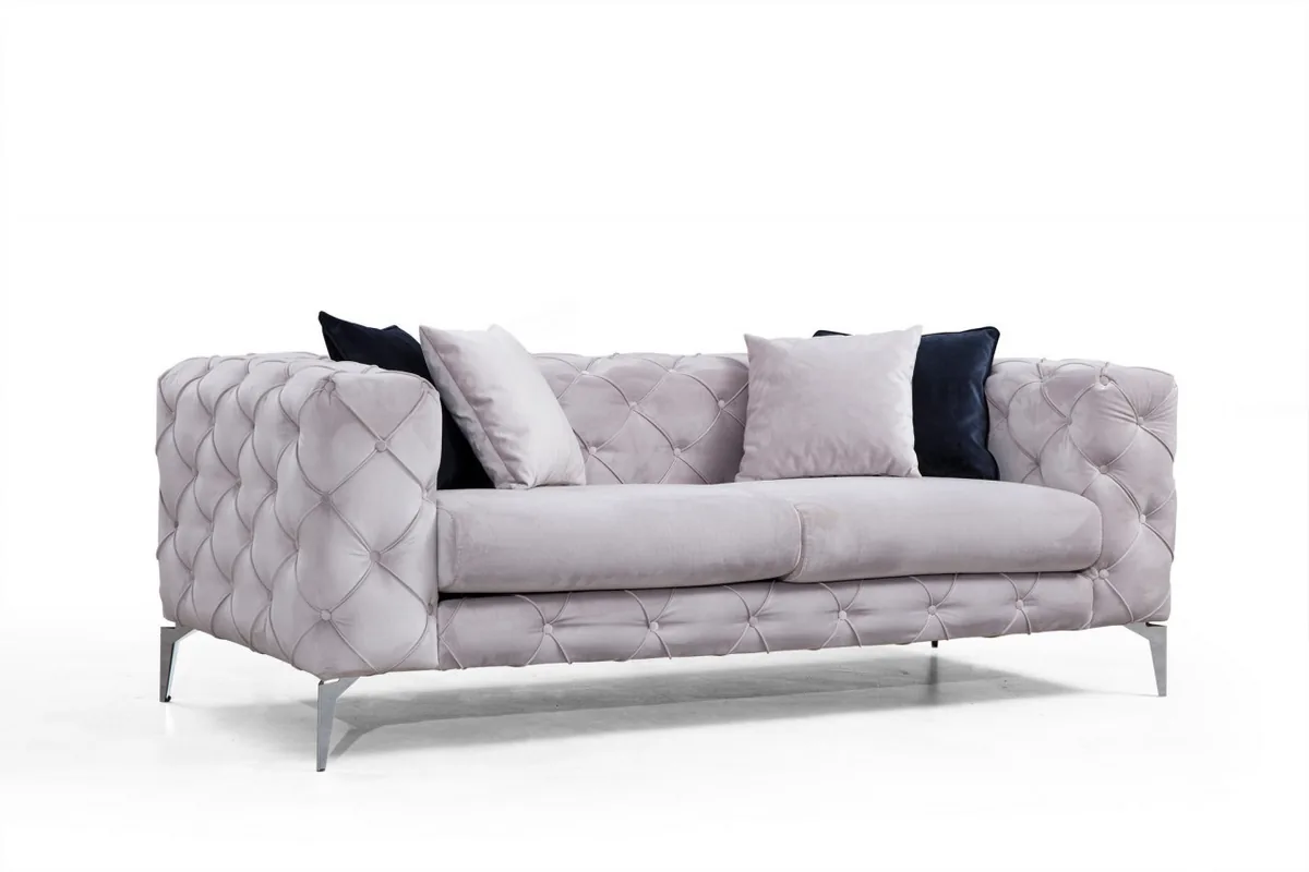 Canapea 2 Locuri Salvador Adbul Gri Deschis 202x60cm - imagine 2