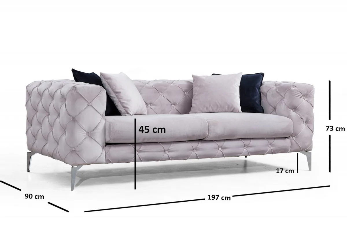 Canapea 2 Locuri Salvador Adbul Gri Deschis 202x60cm - imagine 4