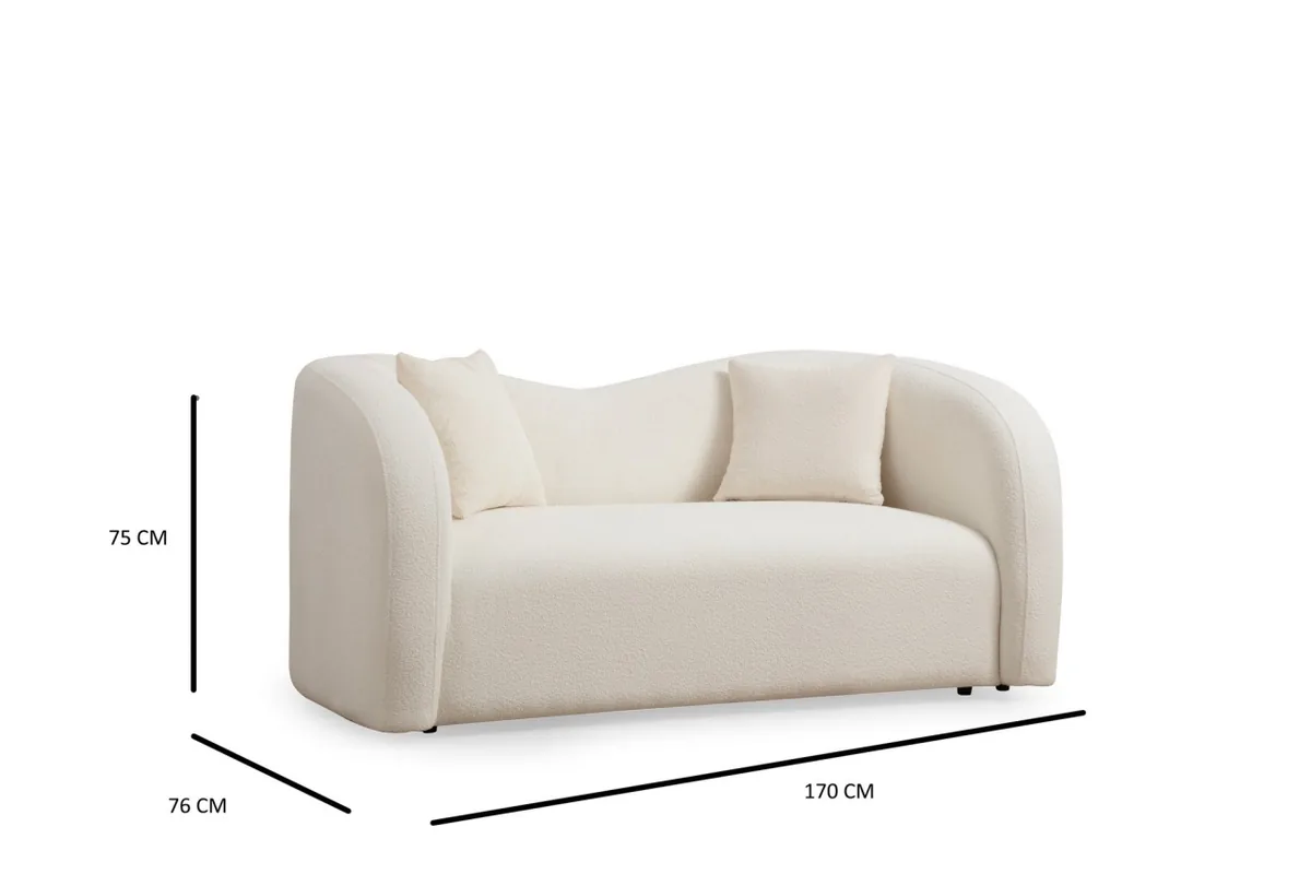 Canapea 2 Locuri Salvador Asos Crem 170x76x75cm - imagine 6