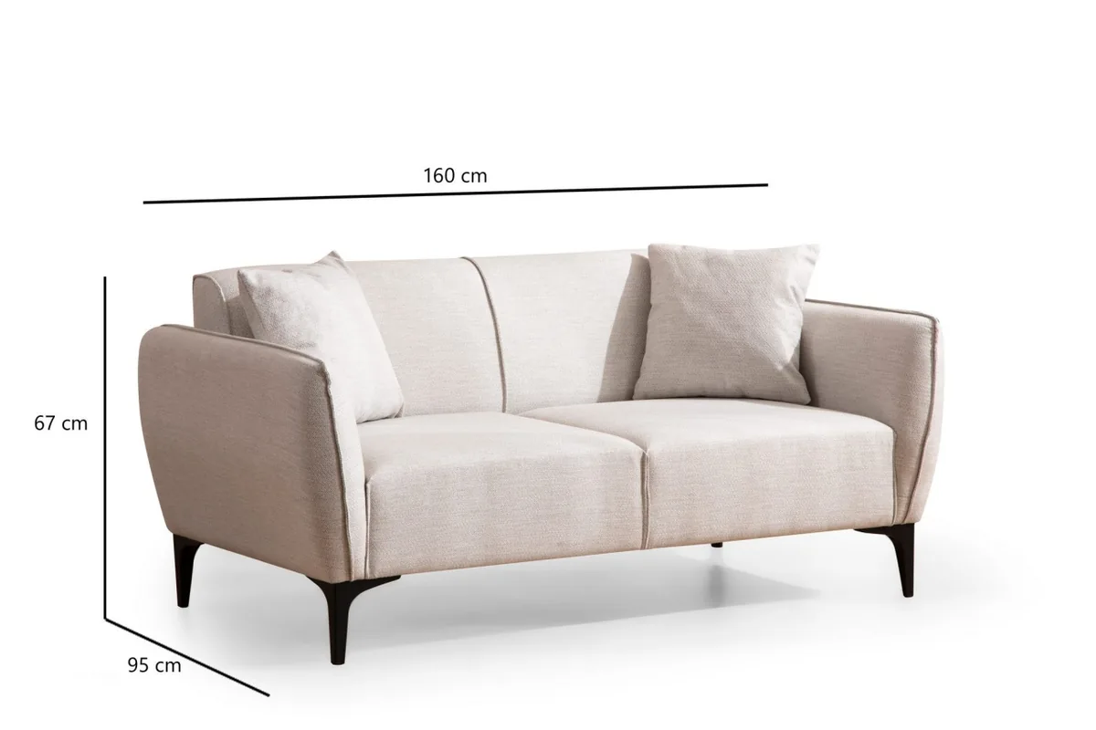 Canapea 2 Locuri Salvador Belissimo Bej 160x67x95cm - imagine 6