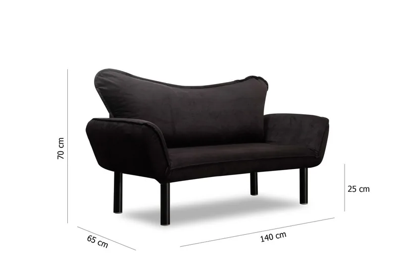 Canapea 2 Locuri Salvador Chatto Negru 63773 - imagine 7