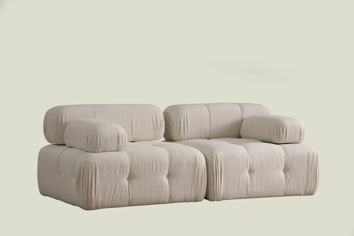 Canapea 2 Locuri Salvador Doblo Crem 210x105x80cm - imagine 3
