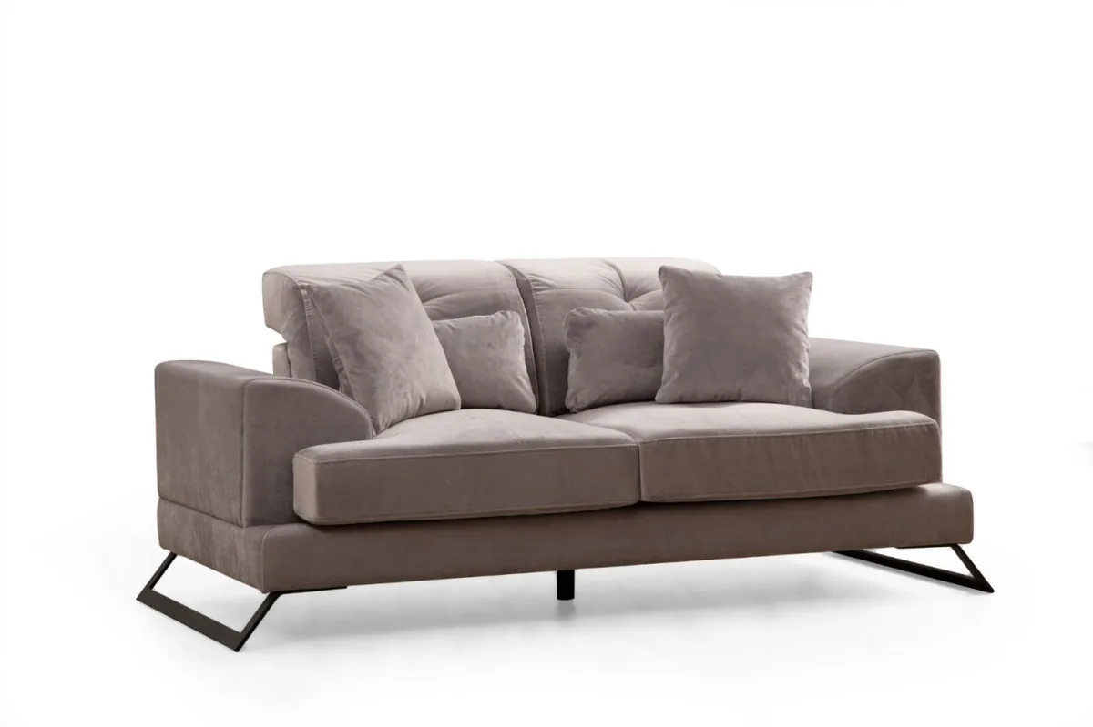 Canapea 2 Locuri Salvador Frido 185x100x92cm Gri Deschis - imagine 5