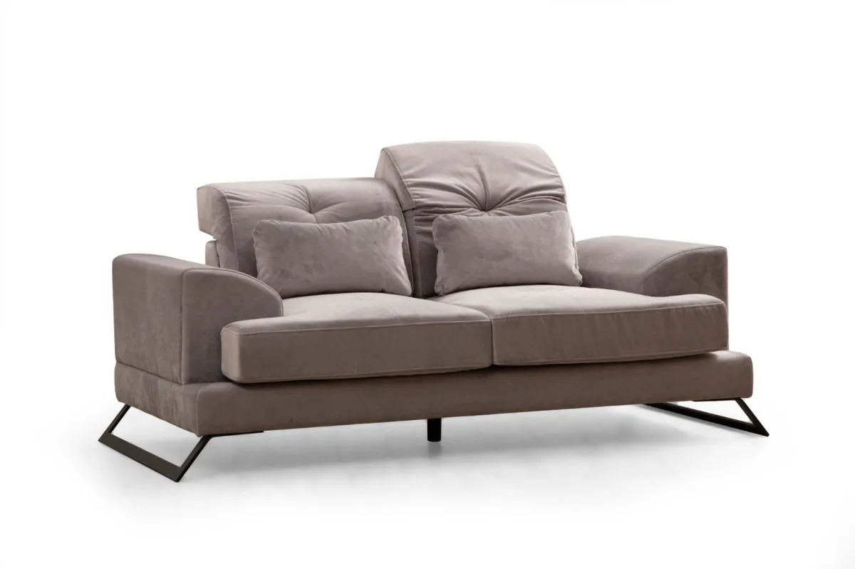 Canapea 2 Locuri Salvador Frido 185x100x92cm Gri Deschis - imagine 6