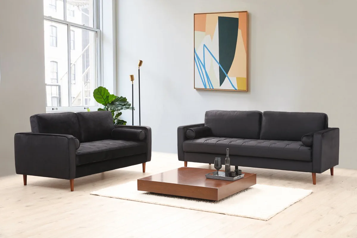 Canapea 2 Locuri Salvador Jaber Negru 178x80cm - imagine 2