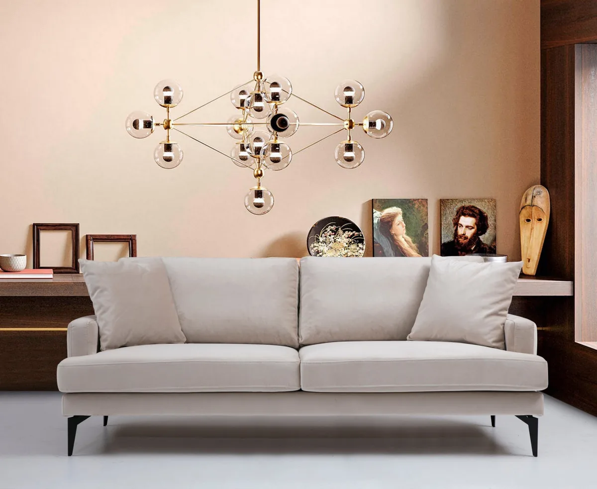 Canapea 2 Locuri Salvador Leyla Gri Deschis 180x63cm