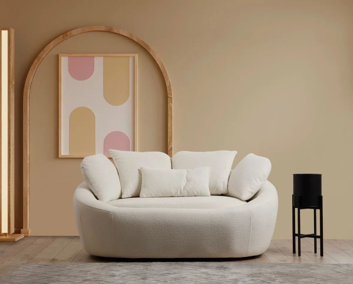 Canapea 2 Locuri Salvador Midye Crem 155x120x67cm